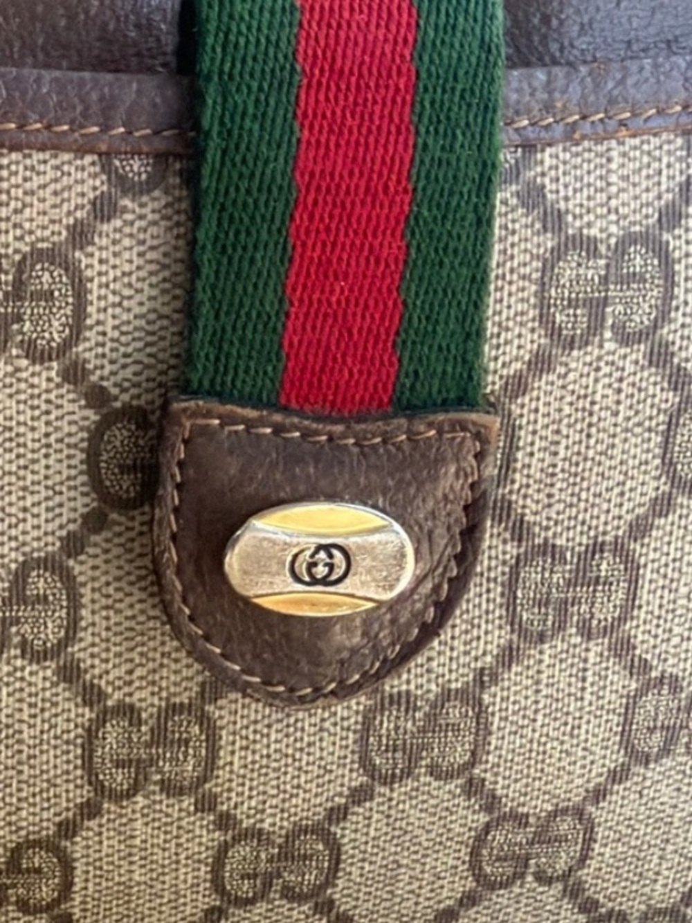 GUCCI GG Supreme Coated Canvas w Sherry Webbing Convertible Bag - Picture 14 of 15